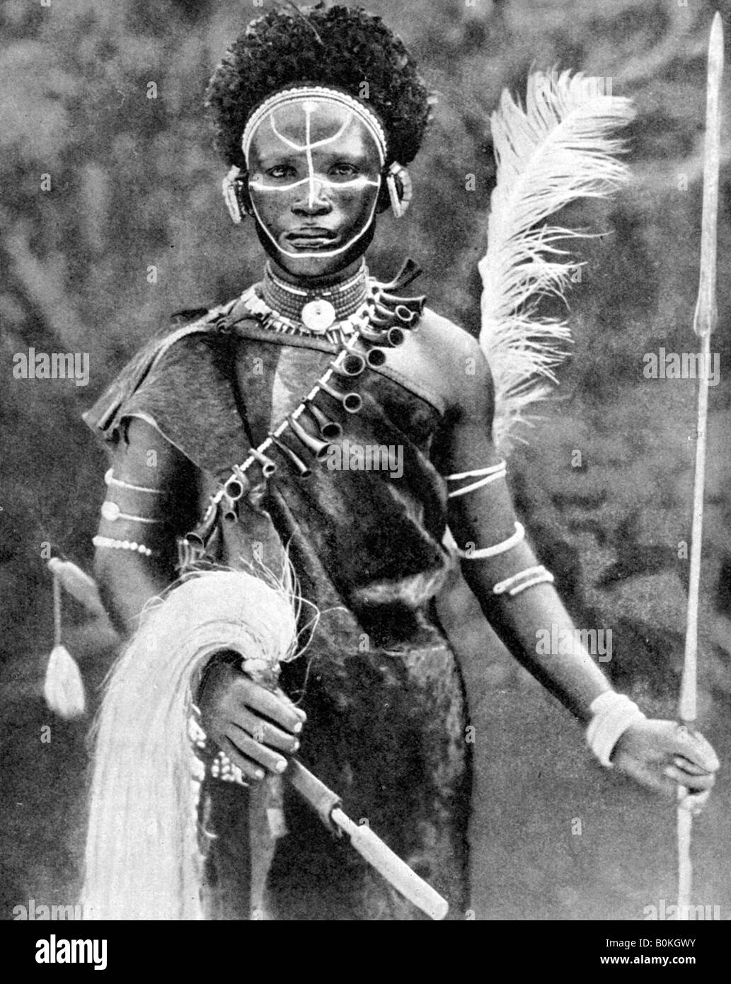 A Kikuyu warrior, Kenya, 1936. Artist Martin Johnson; Wide World Stock
