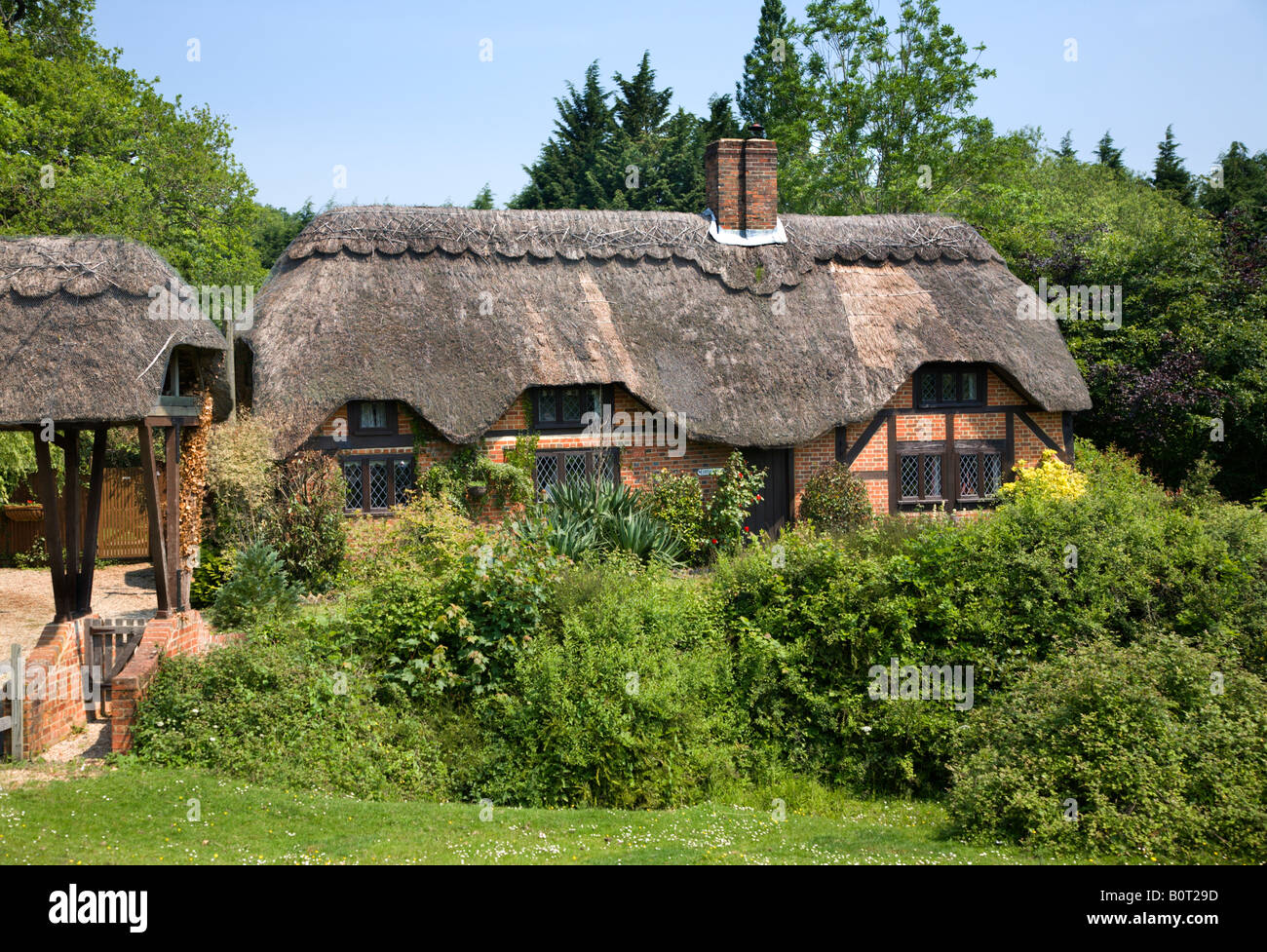 Thatched Cottage at Brook, New Forest, Hampshire, England Stock Photo