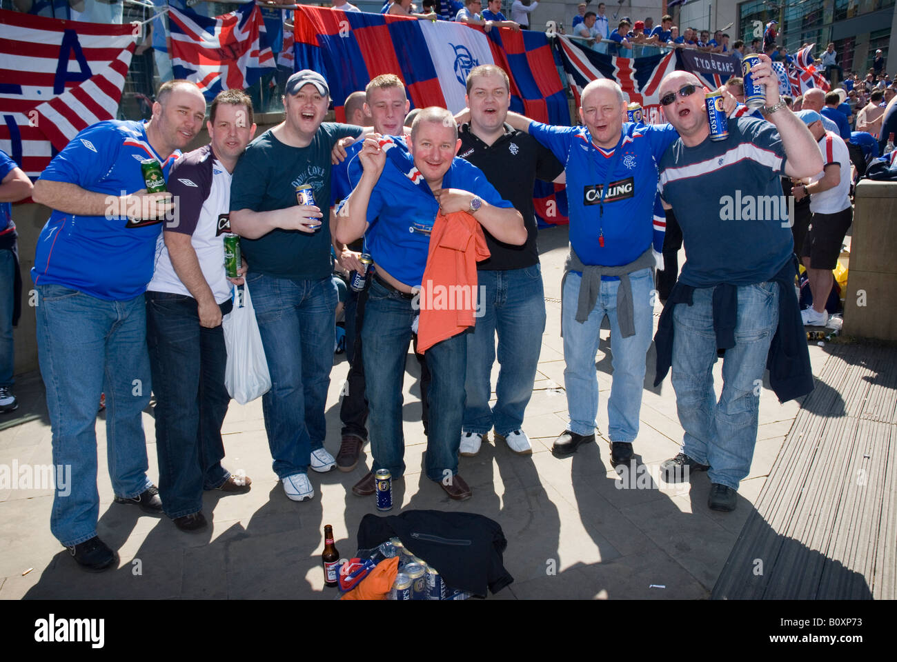 Glasgow Rangers fans in Manchester for the UEFA Cup Final Rangers 0