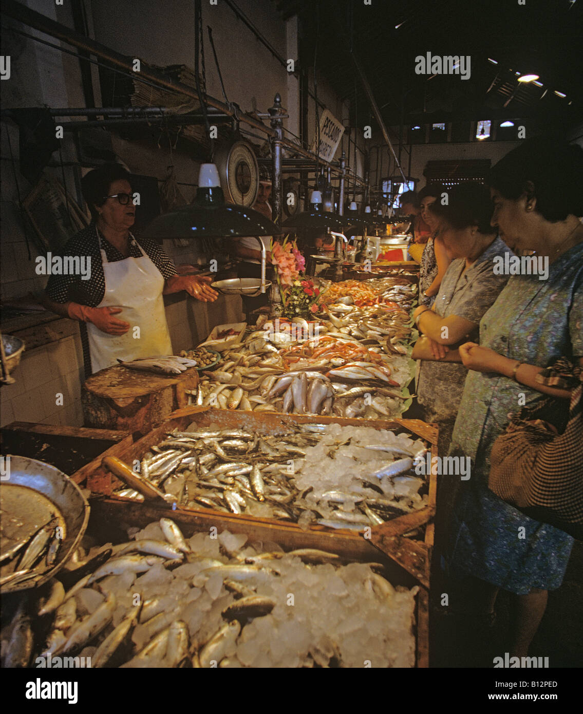 Covered Market With Displays Of Fresh Fish Stock Photo, Royalty Free