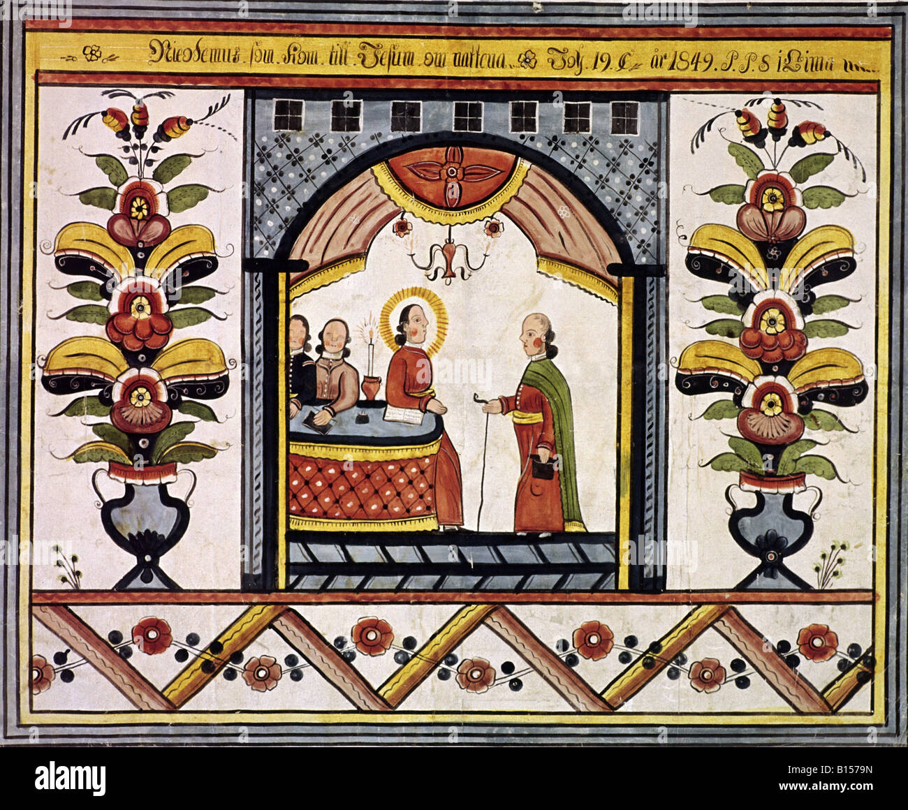 fine arts, religious art, Jesus Christ, Jesus and Nicodemus Stock Photo