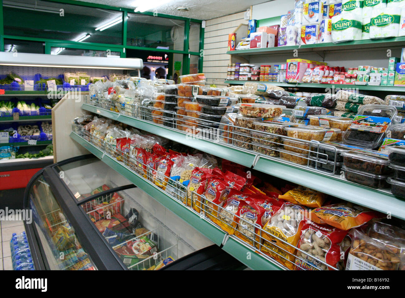 Local corner store shop interior landscape Stock Photo, Royalty Free