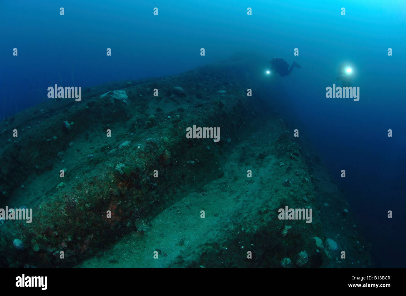 Hull of Wreck USS Arkansas Bikini Atoll Marshall Islands Stock Photo