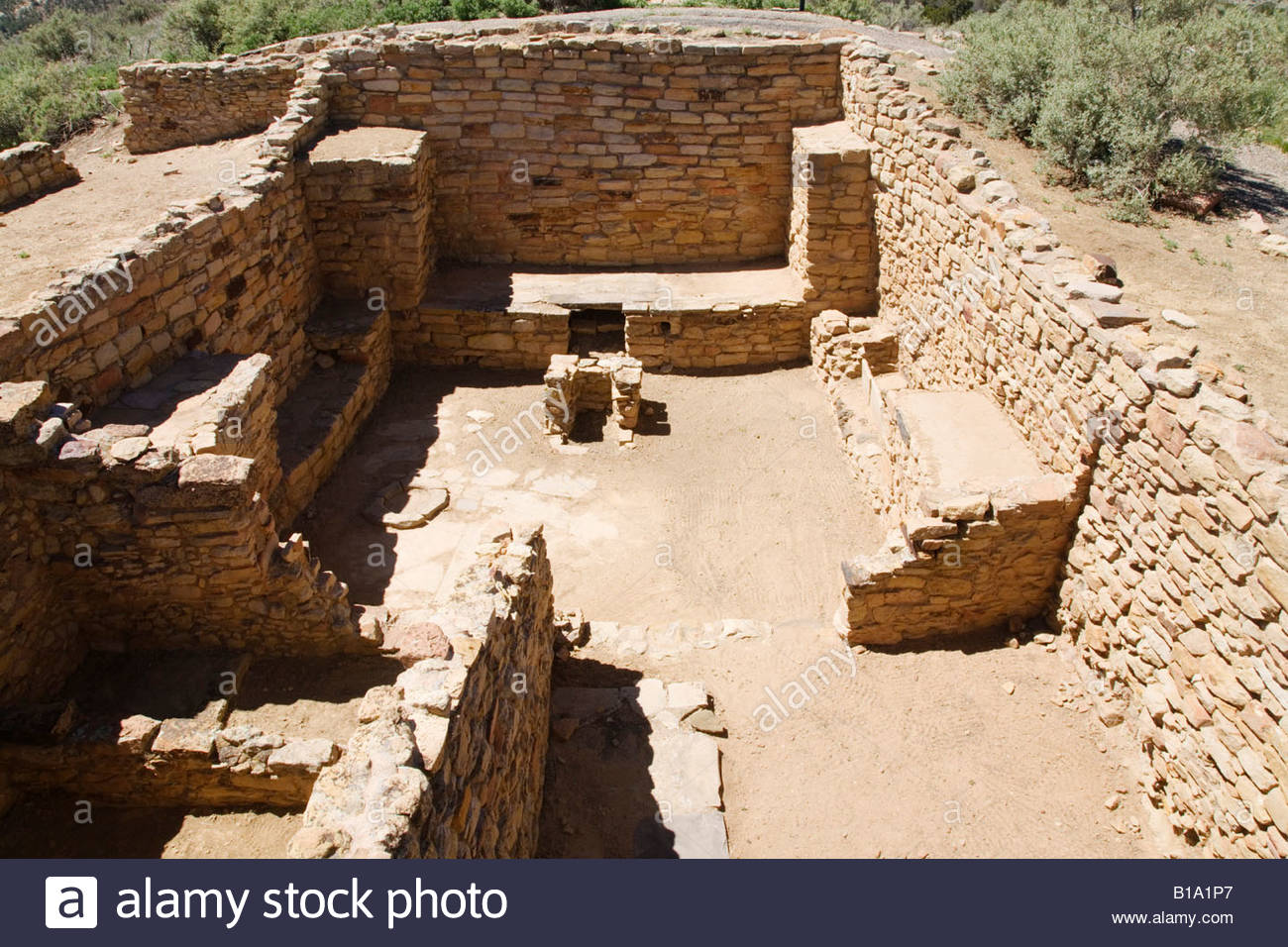 Square Kiva A'ts'ina remains Anasazi pueblo Zuni El Morro National