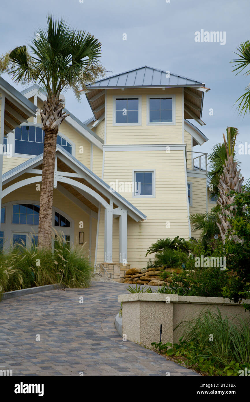 Coastal Beachfront Residential Neighborhood Along Atlantic Ocean At New