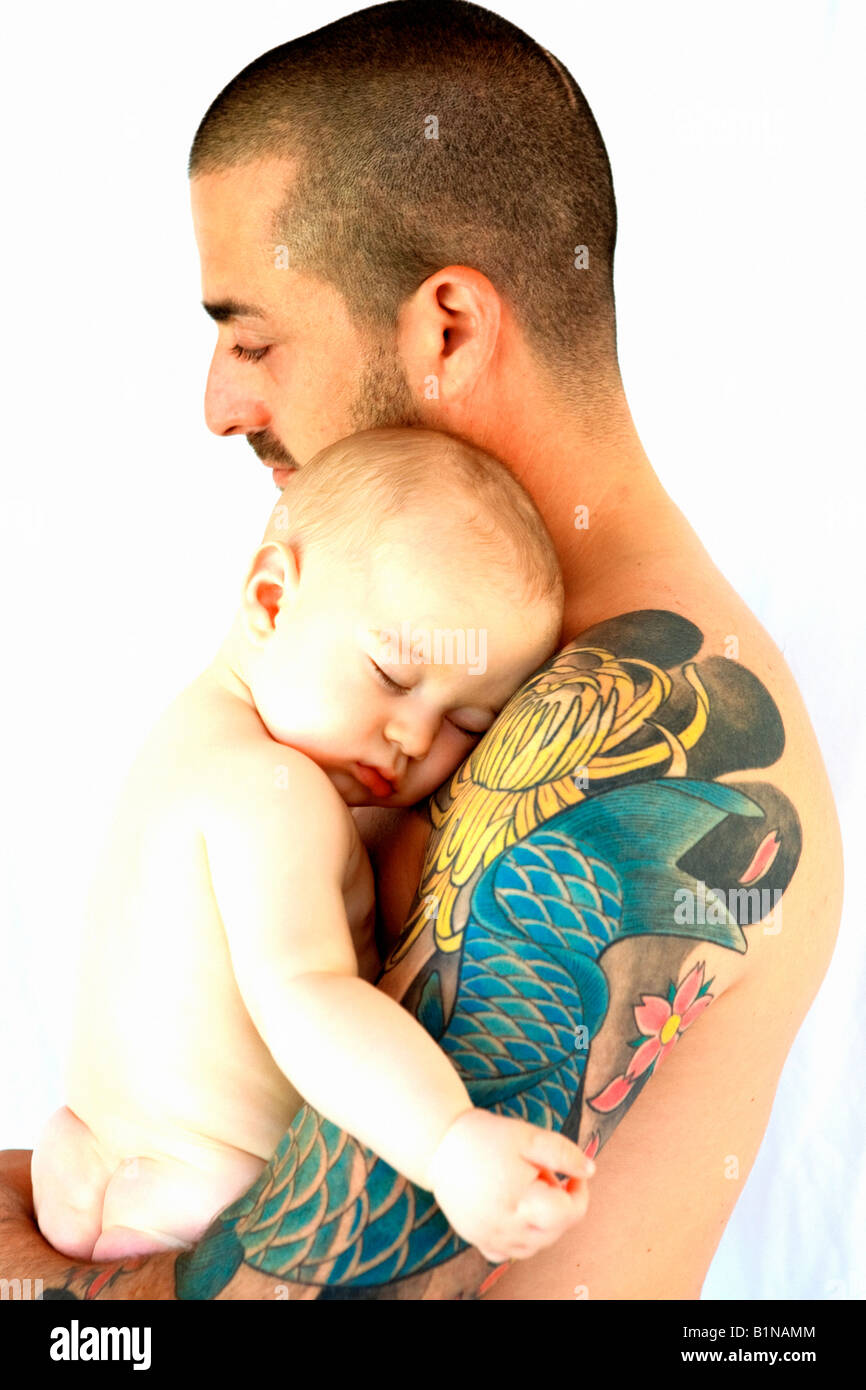 Father Holding Baby Stock Photo Alamy