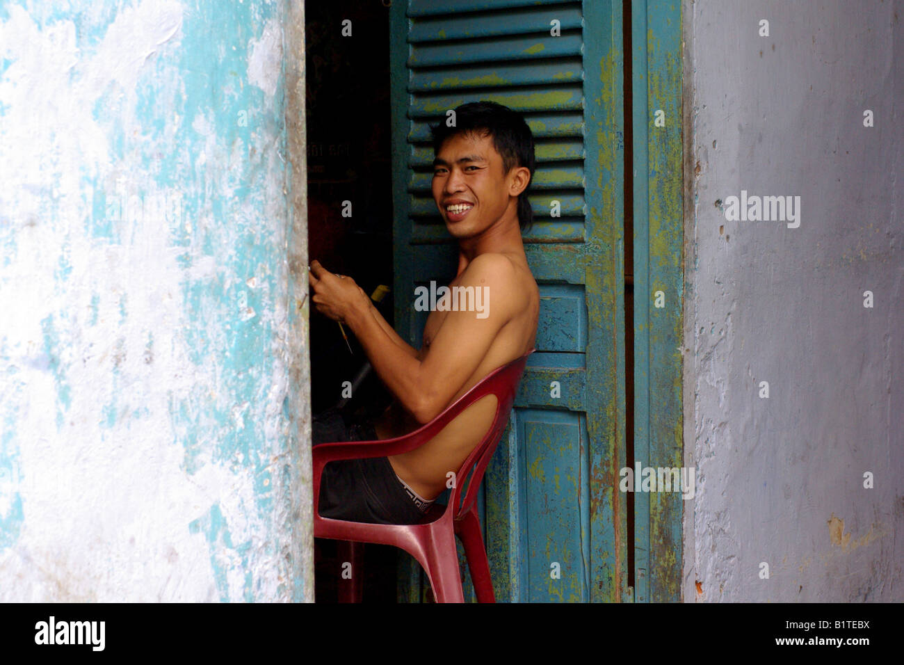 Vietnamese young man living in Ho Chi Minh City (Saigon Stock Photo