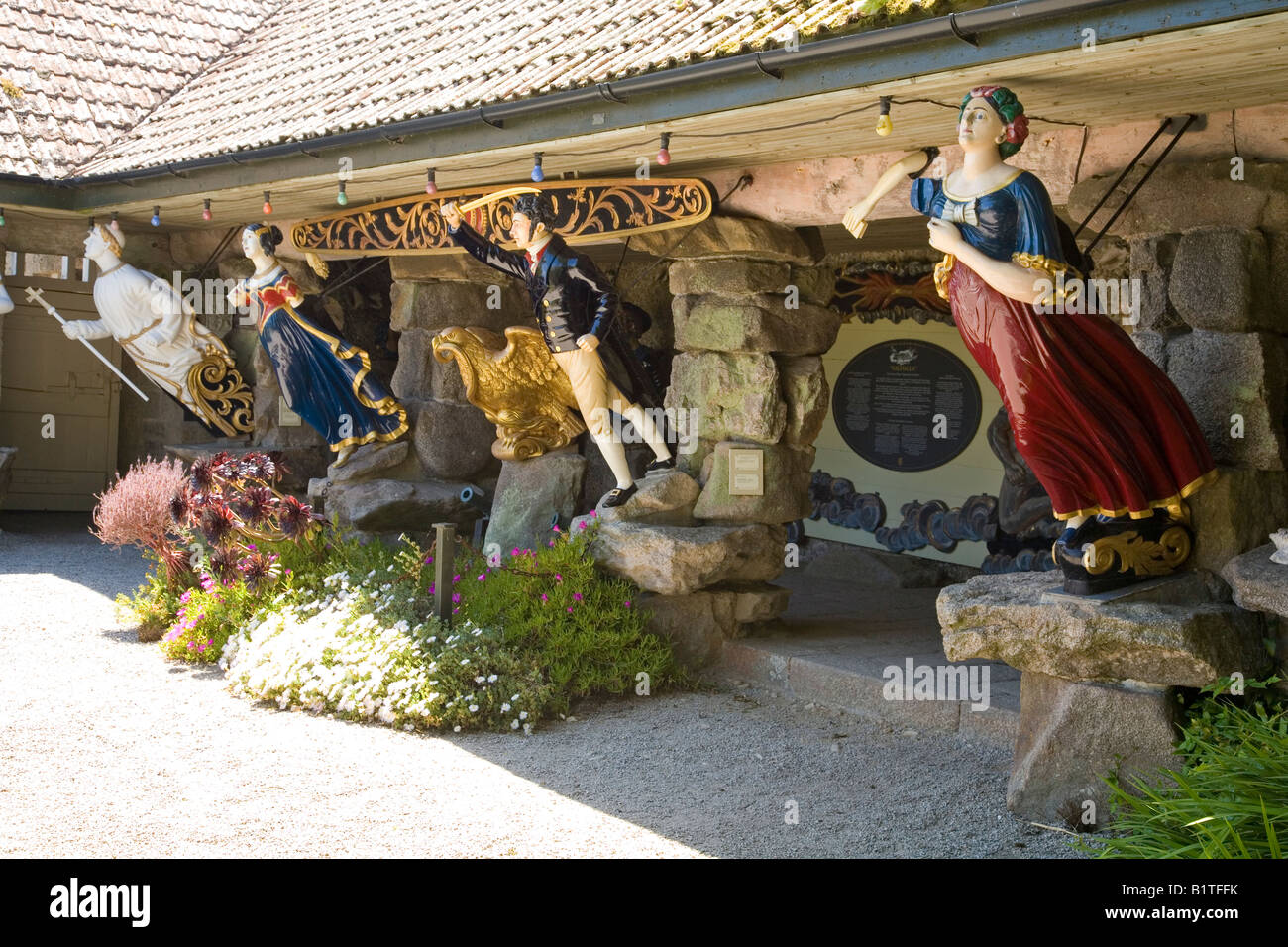 Shipwreck Figureheads, Abbey Gardens, Isle of Tesco, Scilly Isles Stock