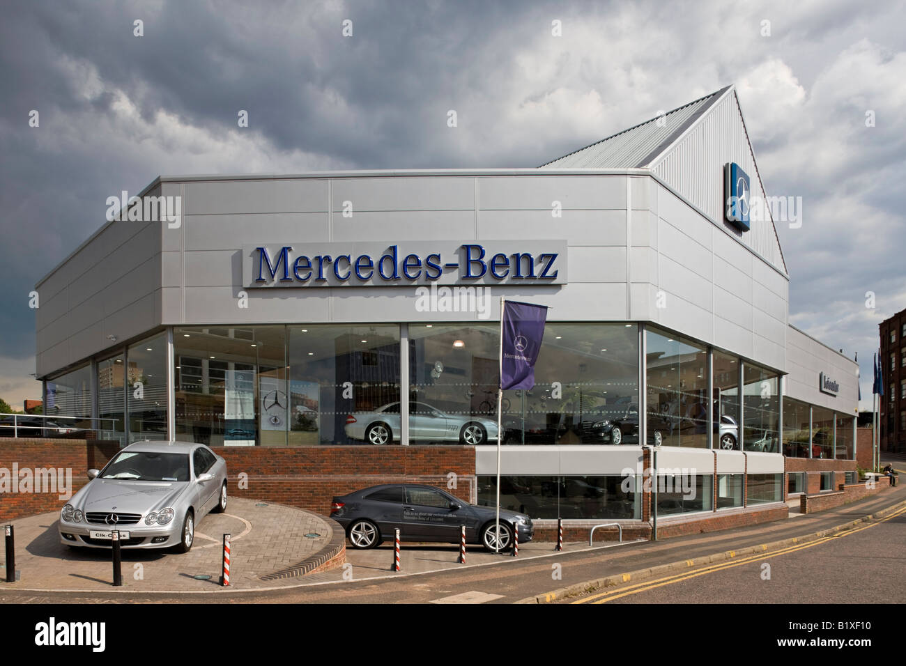 Mercedes Car Showroom in Leicester Stock Photo, Royalty Free Image