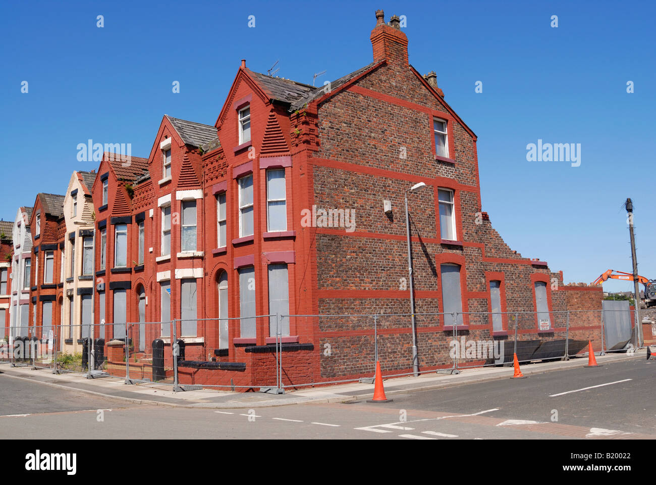 Victorian Houses in Kings Street, Bootle, Liverpool boarded up ready