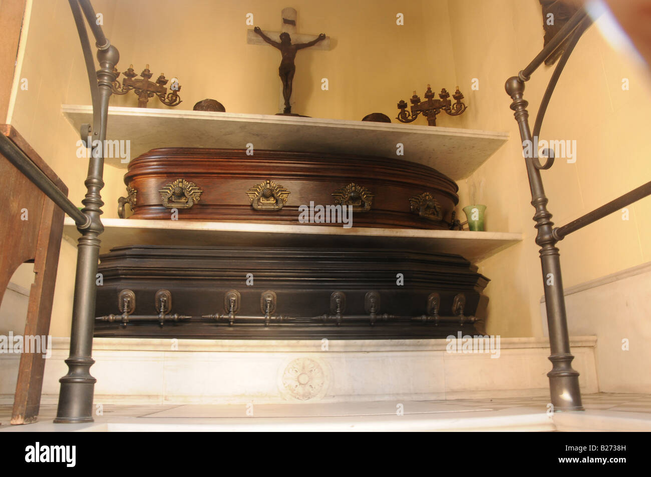 Caskets in tomb in Recoleta Cemetery, Buenos Aires, Argentina Stock