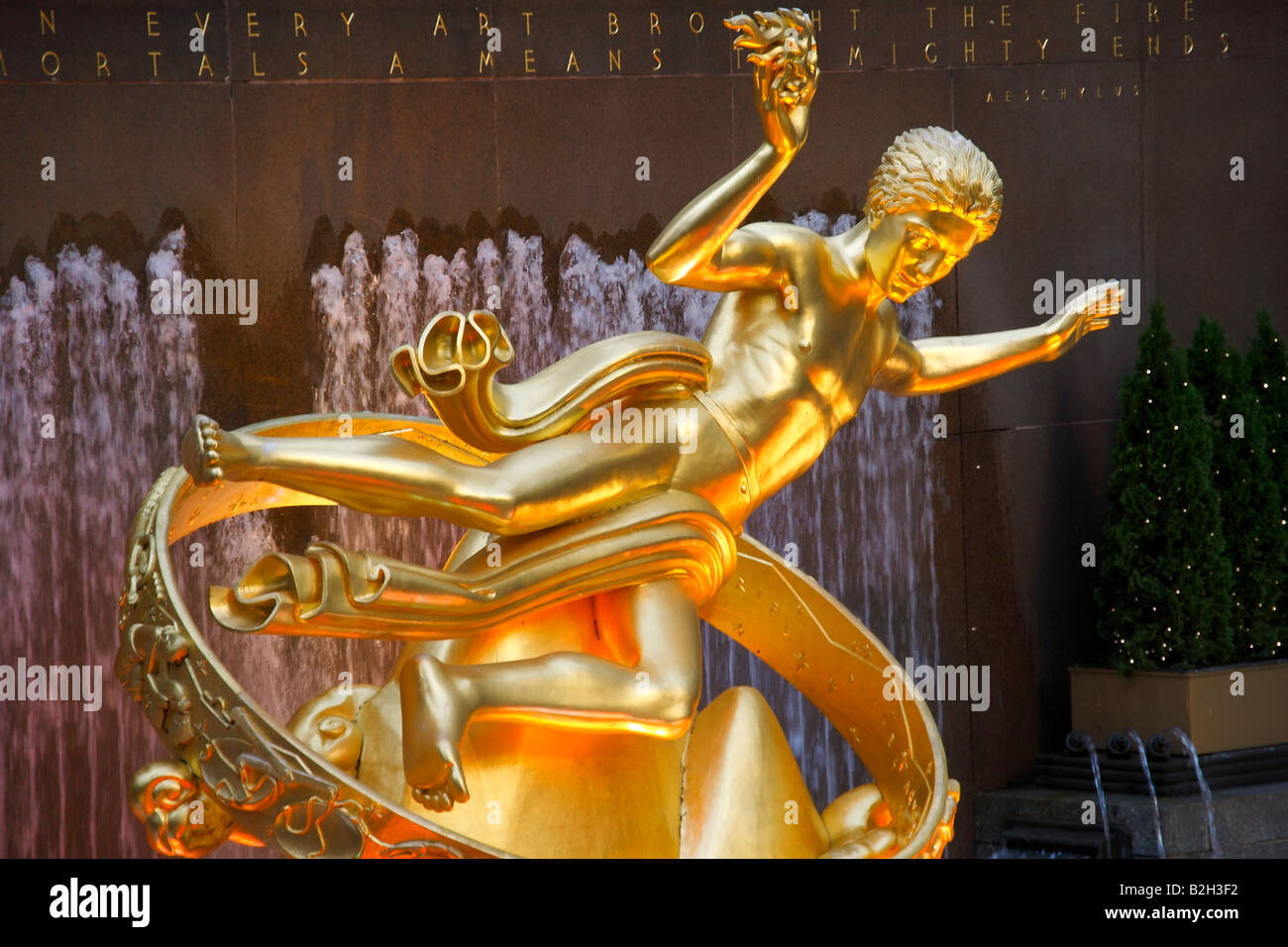 The Prometheus golden statue in Rockefeller Center New York City