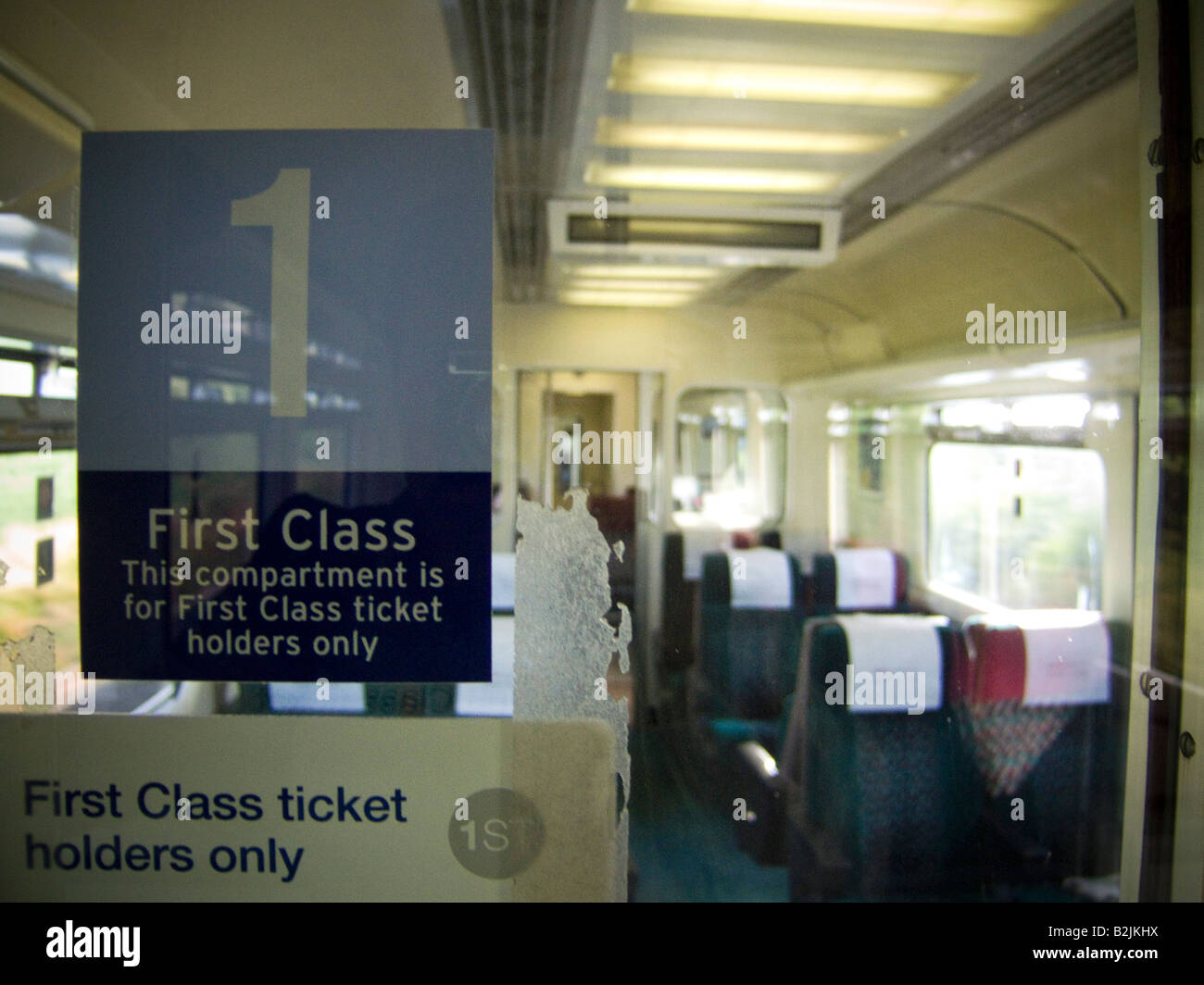 First class carriage on a British rail train Stock Photo, Royalty Free
