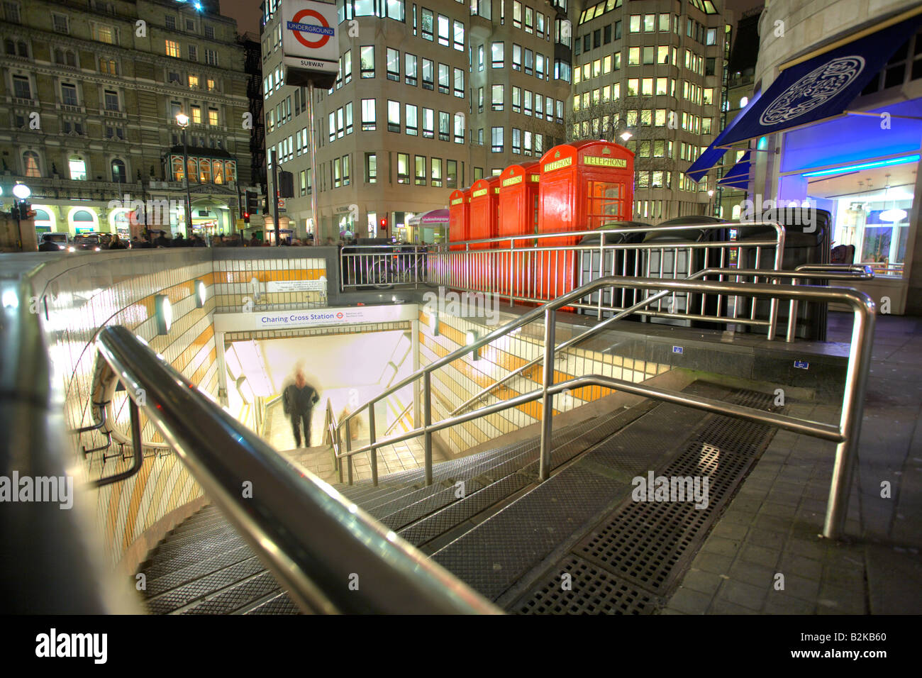 Charing Cross underground station entrance, London city, England, UK