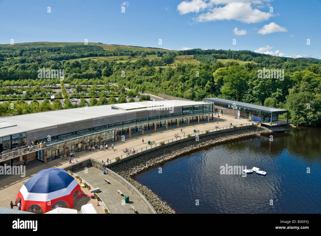 A general overview of the shopping centre at Loch Lomond Shores near