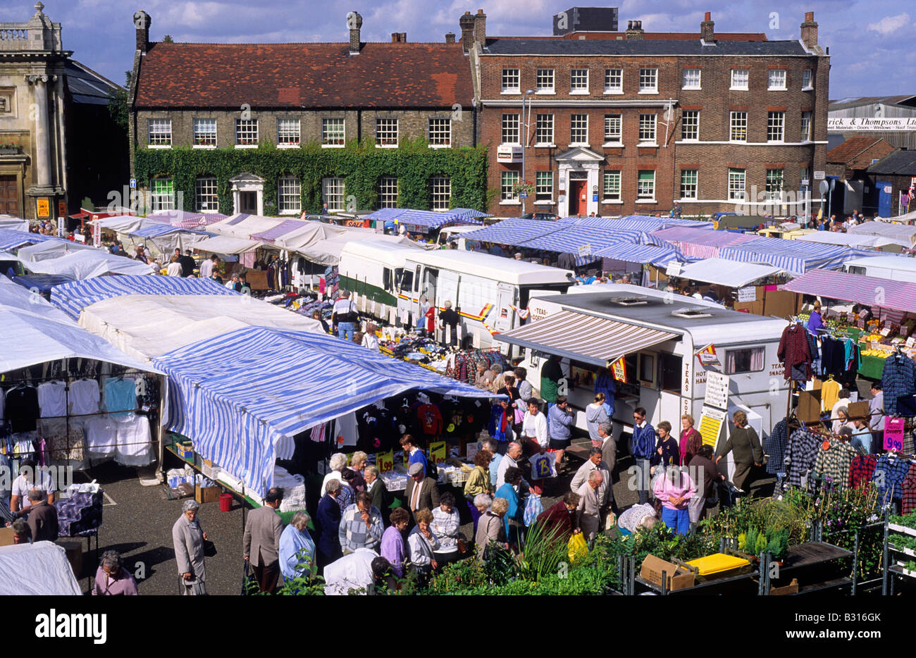 Kings Lynn Tuesday Market Place weekly stalls produce people Norfolk