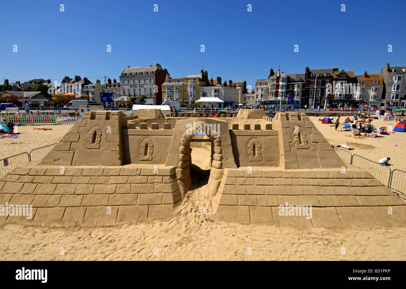 The world’s first ever sand hotel and the largest sandcastle built in Stock Photo, Royalty Free