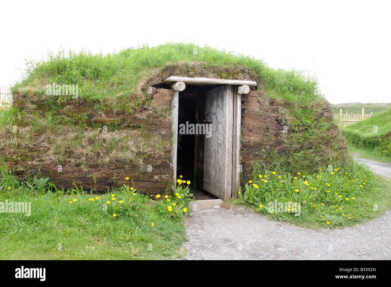 A Viking sod house reconstructed at L'Anse aux Meadows, Newfoundland