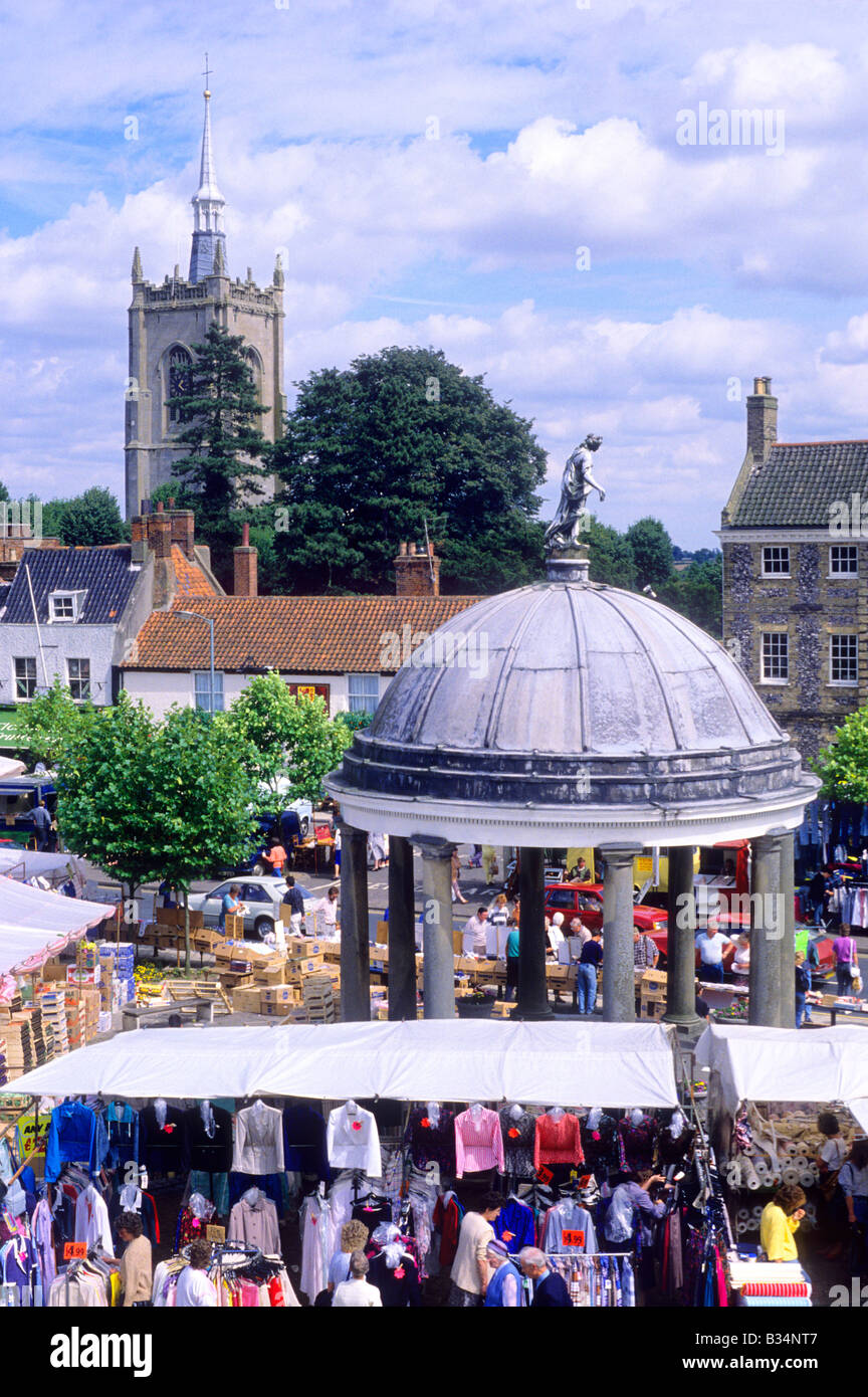 Swaffham Market Norfolk Stalls Produce People Shopping Buying Market