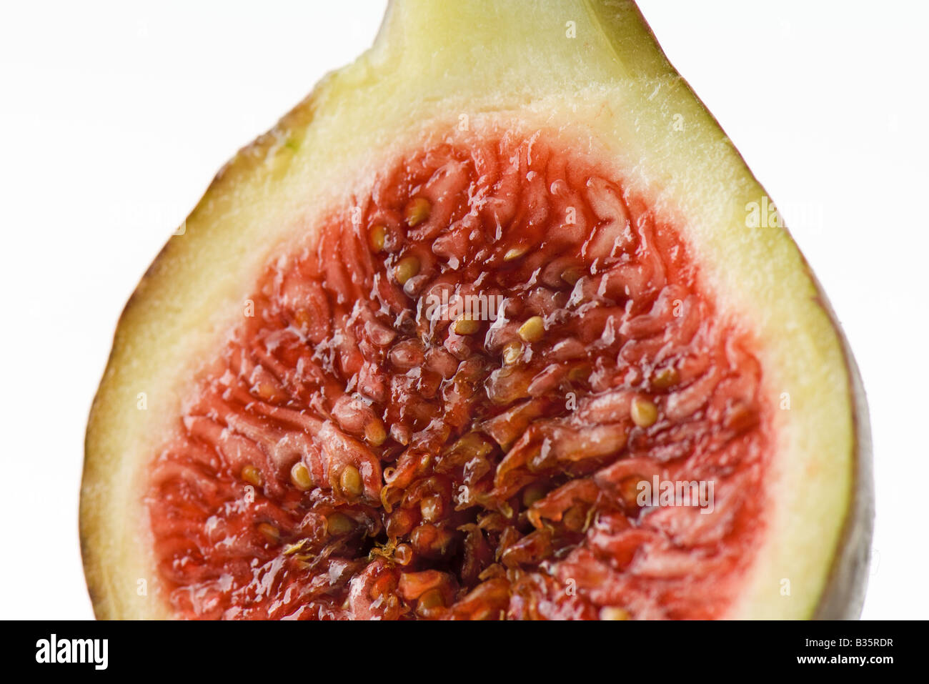 Fresh Fig, Cross Section, Closeup Stock Photo, Royalty Free Image