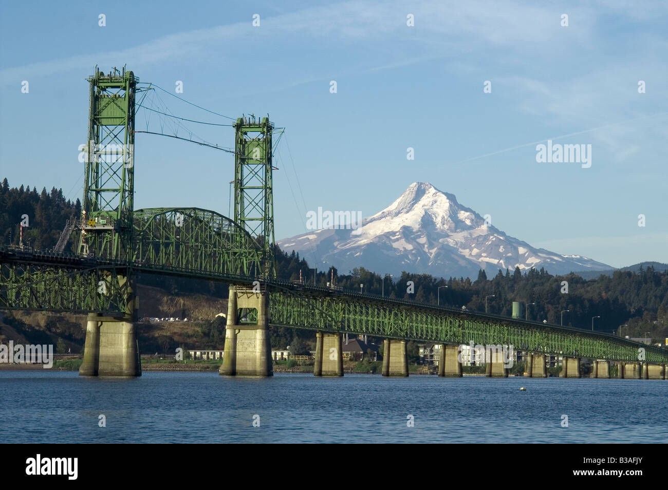 Mt Hood Cascade Range White Salmon Washington Hood River Bridge Stock