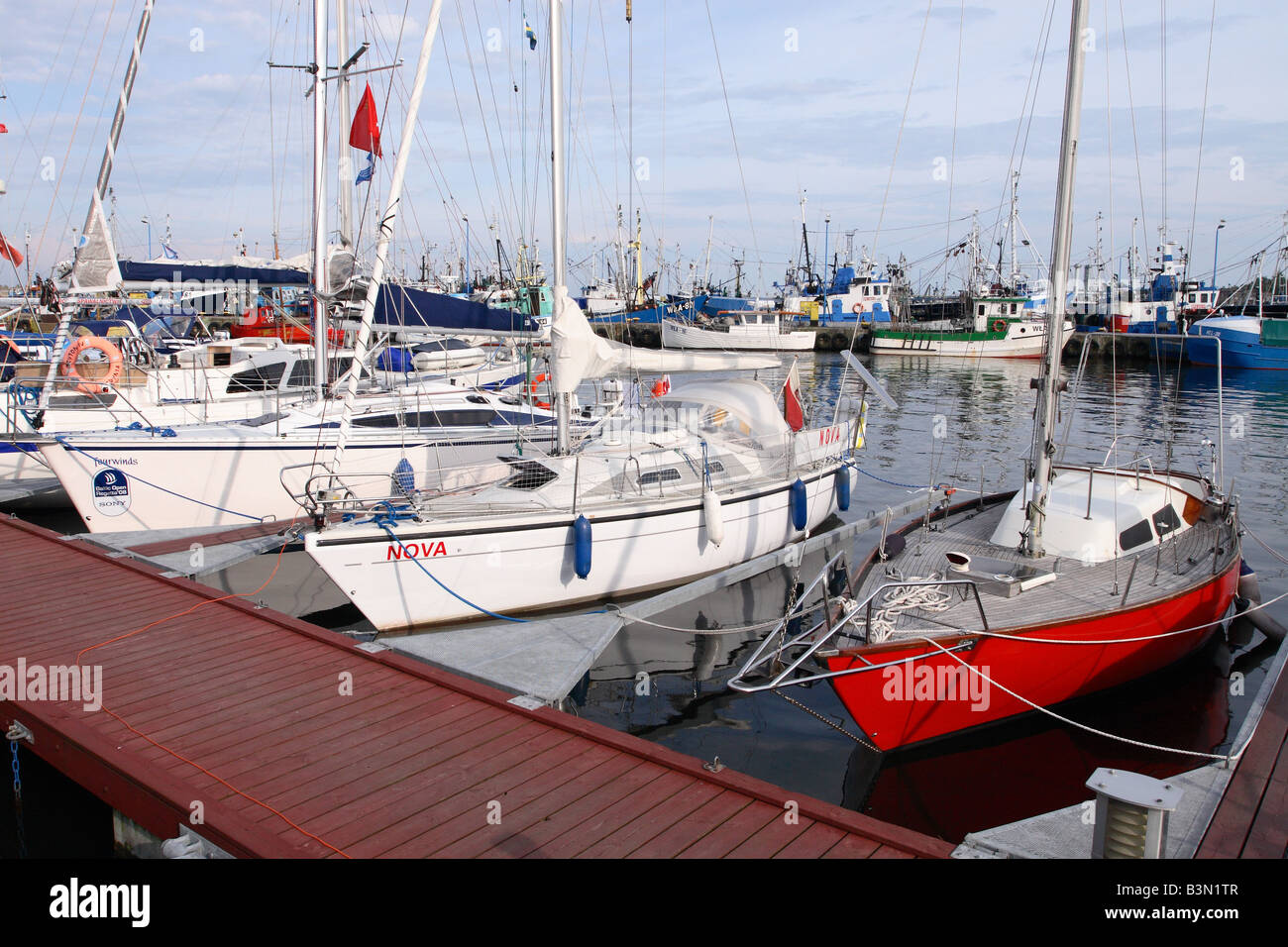 Wladyslawowo Poland Busy Harbour Marina Port Scene With Private Yacht