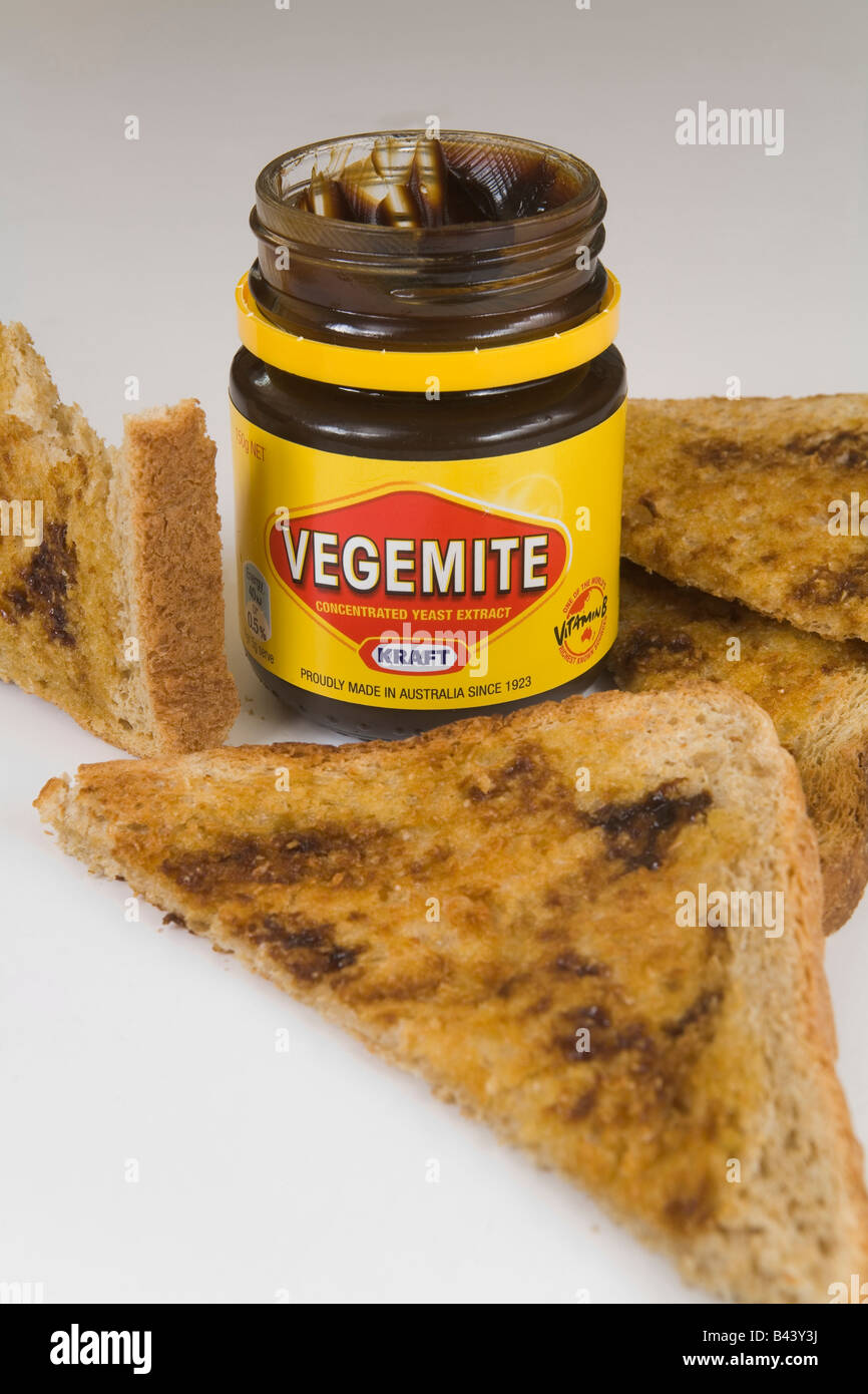 Vegemite and toast. A classic Australian breakfast Stock Photo