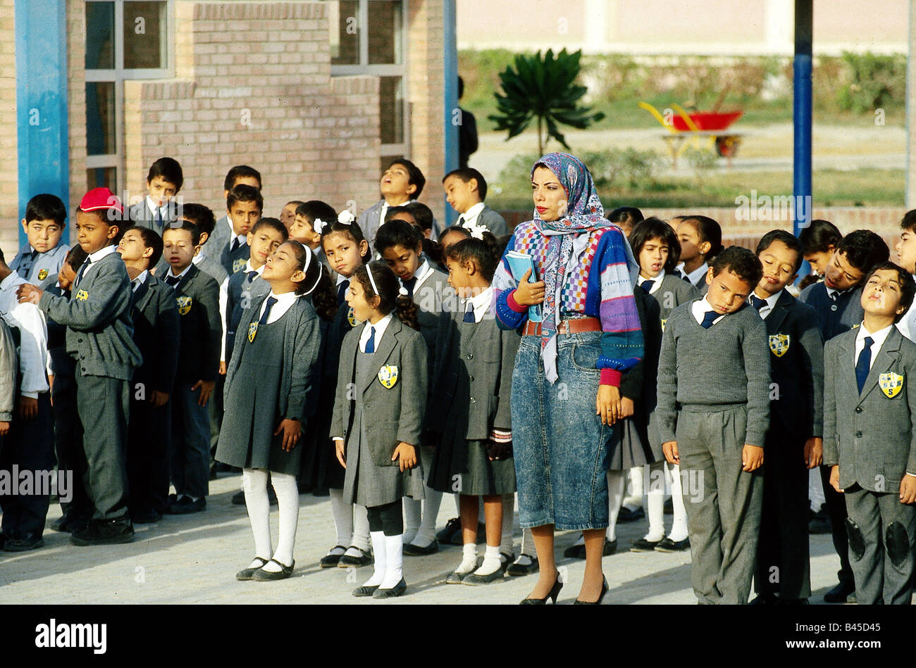 geography / travel, Egypt, people, group of children in school Stock Photo, Royalty Free Image