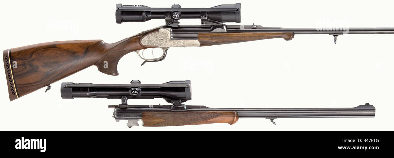 A drop barrel rifle with interchangeable barrels, Ferlach, no. 363
