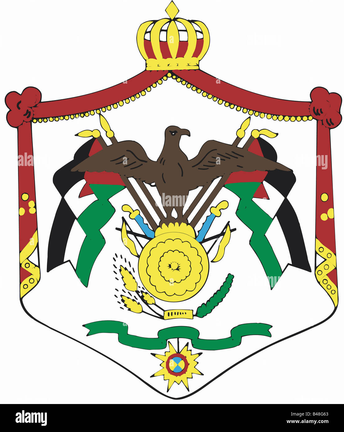 heraldry, emblem, Jordan, national coat of arms, introduced 1987 Stock