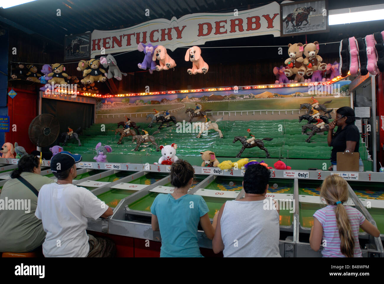 The Kentucky Derby Water Pistol Game In An Arcade In Astroland In Stock