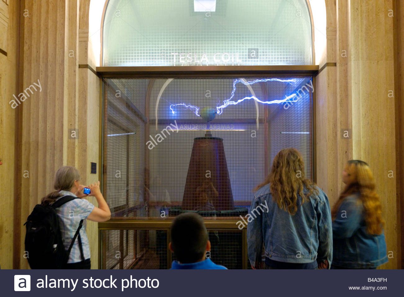 Tesla Coil Exhibit at Griffith Observatory Los Angeles California Stock