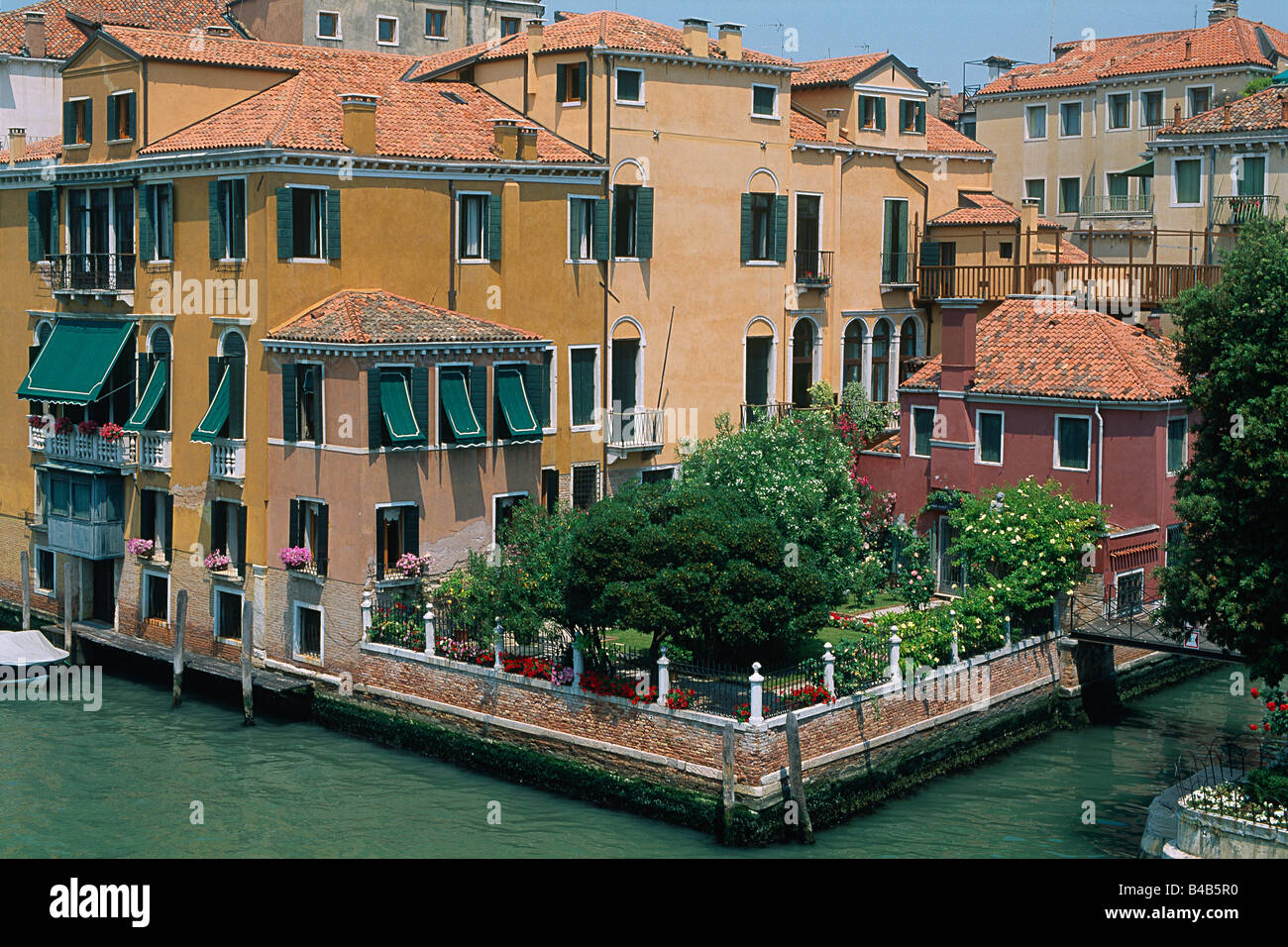 Italy Venice The Grand Canal private residence and garden Stock Photo