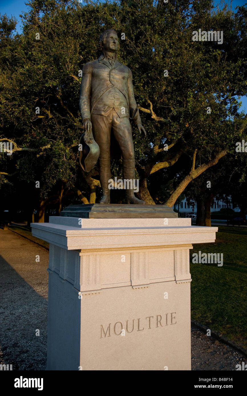 Statue of General William Moultrie at White Point Gardens in historic