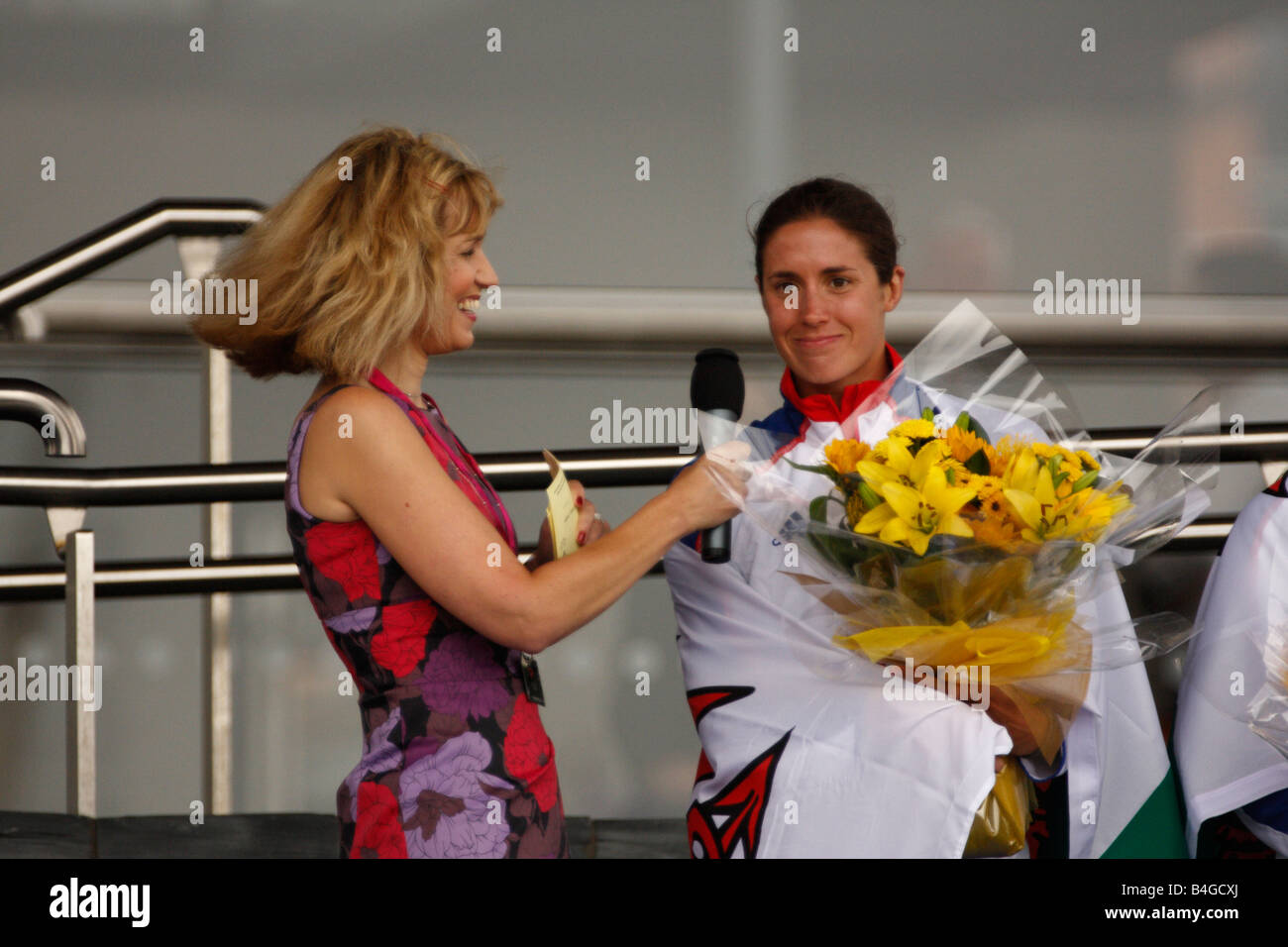 Helen Tucker Being Interviewed By T V Presenter Angharad Mair Cardiff