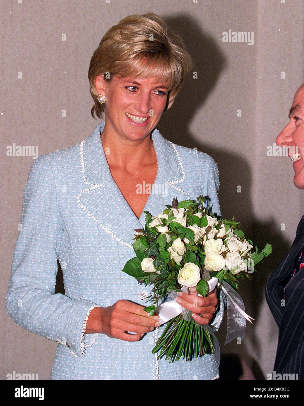 Princess Diana receives a Bouquet of roses Princess Of Wales Rose Stock