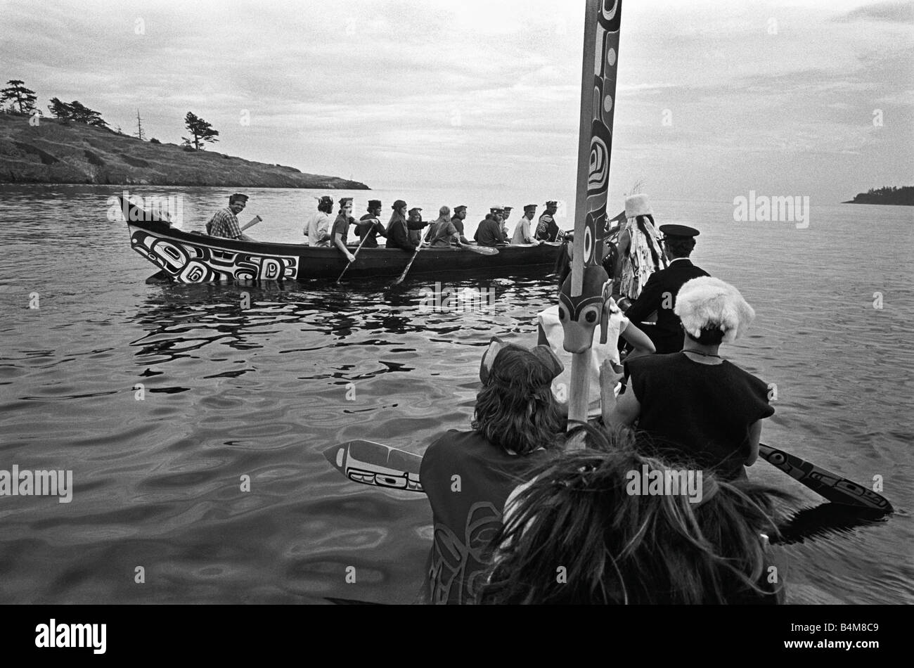 Northwest coast Indian dugout canoes Stock Photo, Royalty Free Image