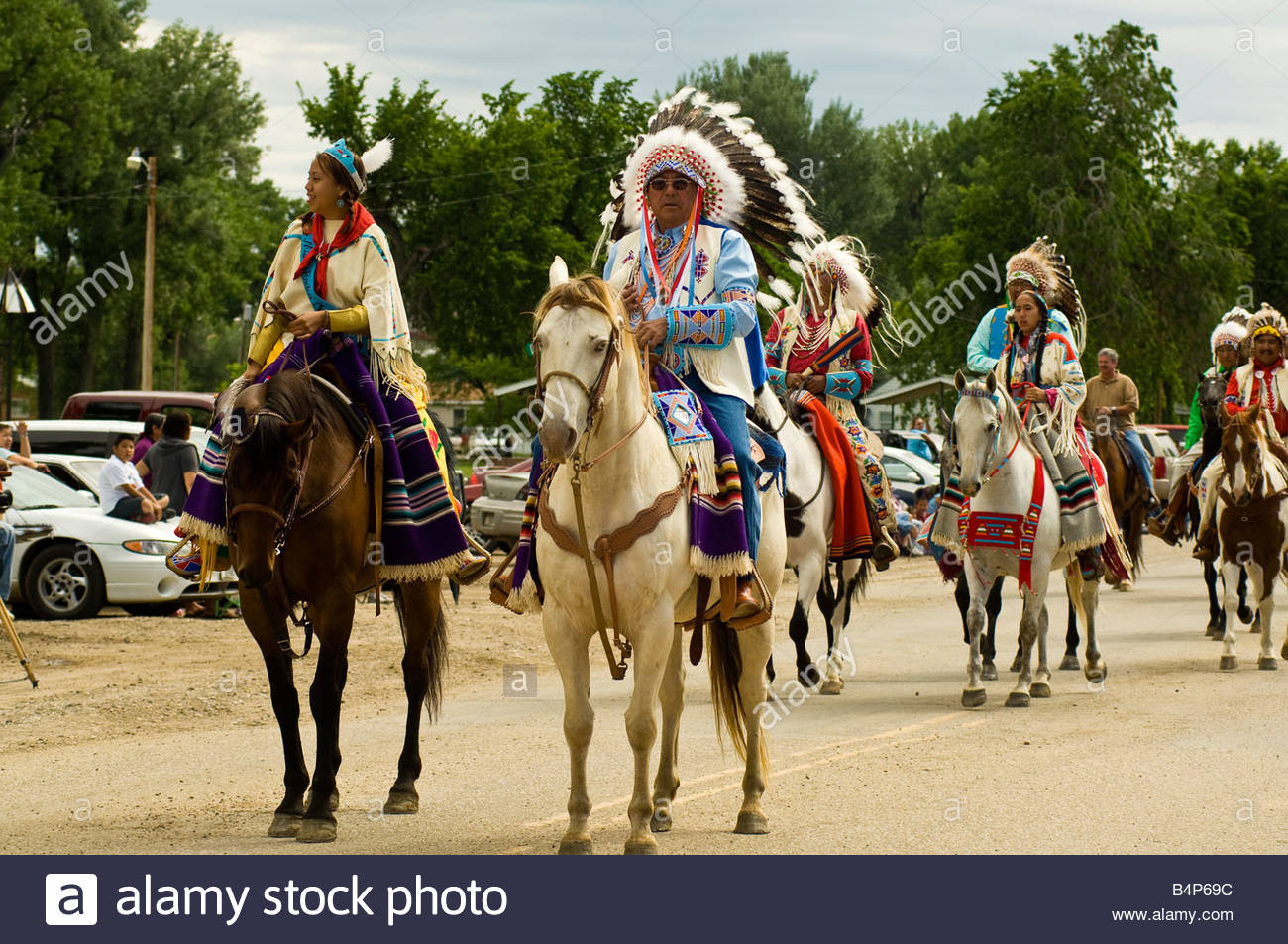 Crow Tribal Chairman Carl Venne leads Native Days Parade at Crow Stock