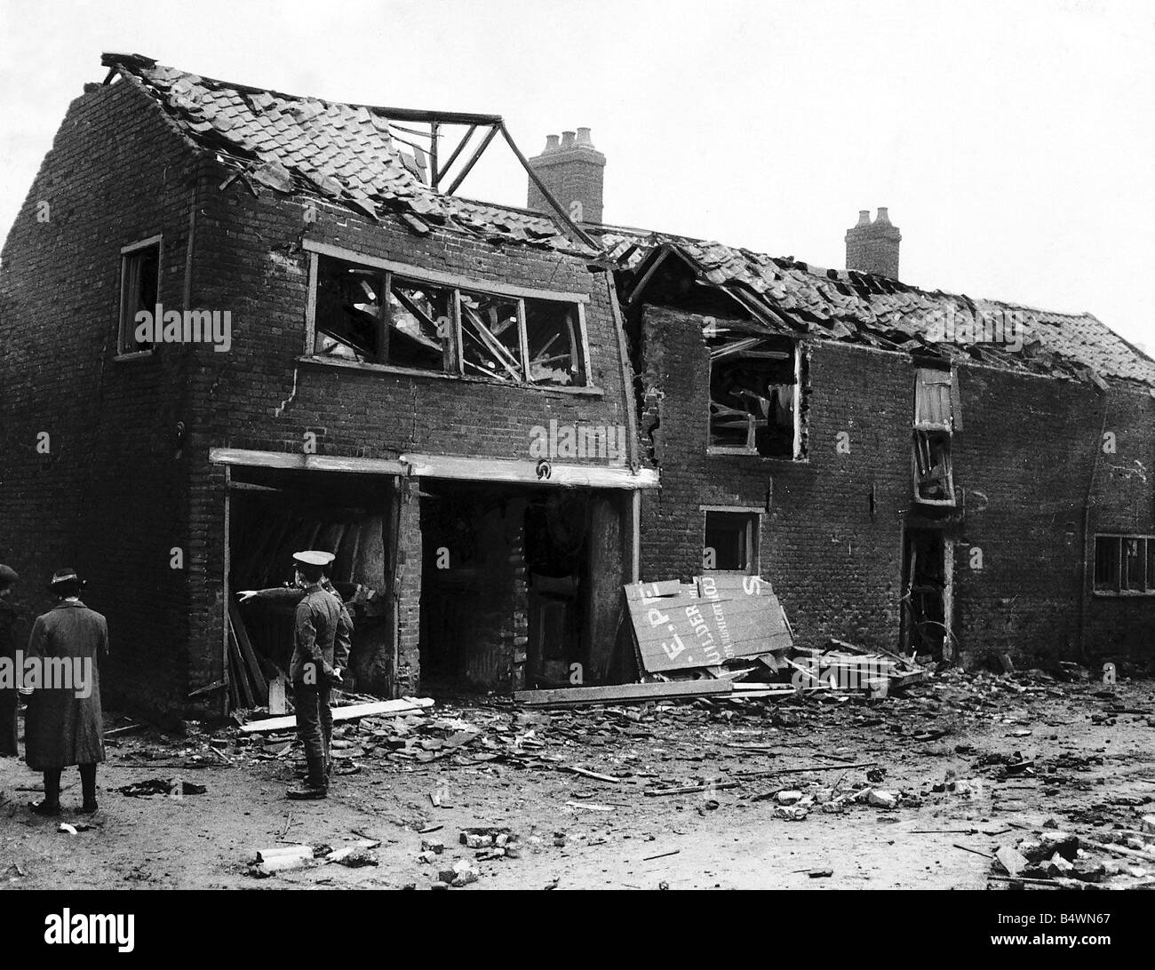 Air Raid Great Yarmouth as house is destroyed by German bomb during