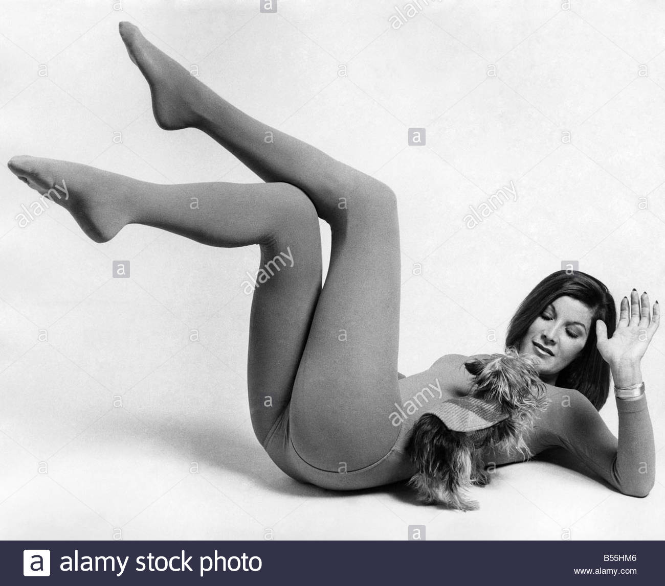 Lynn Marshall Yoga Exponent Seen Here With Her Dog. Circa 1970 Stock