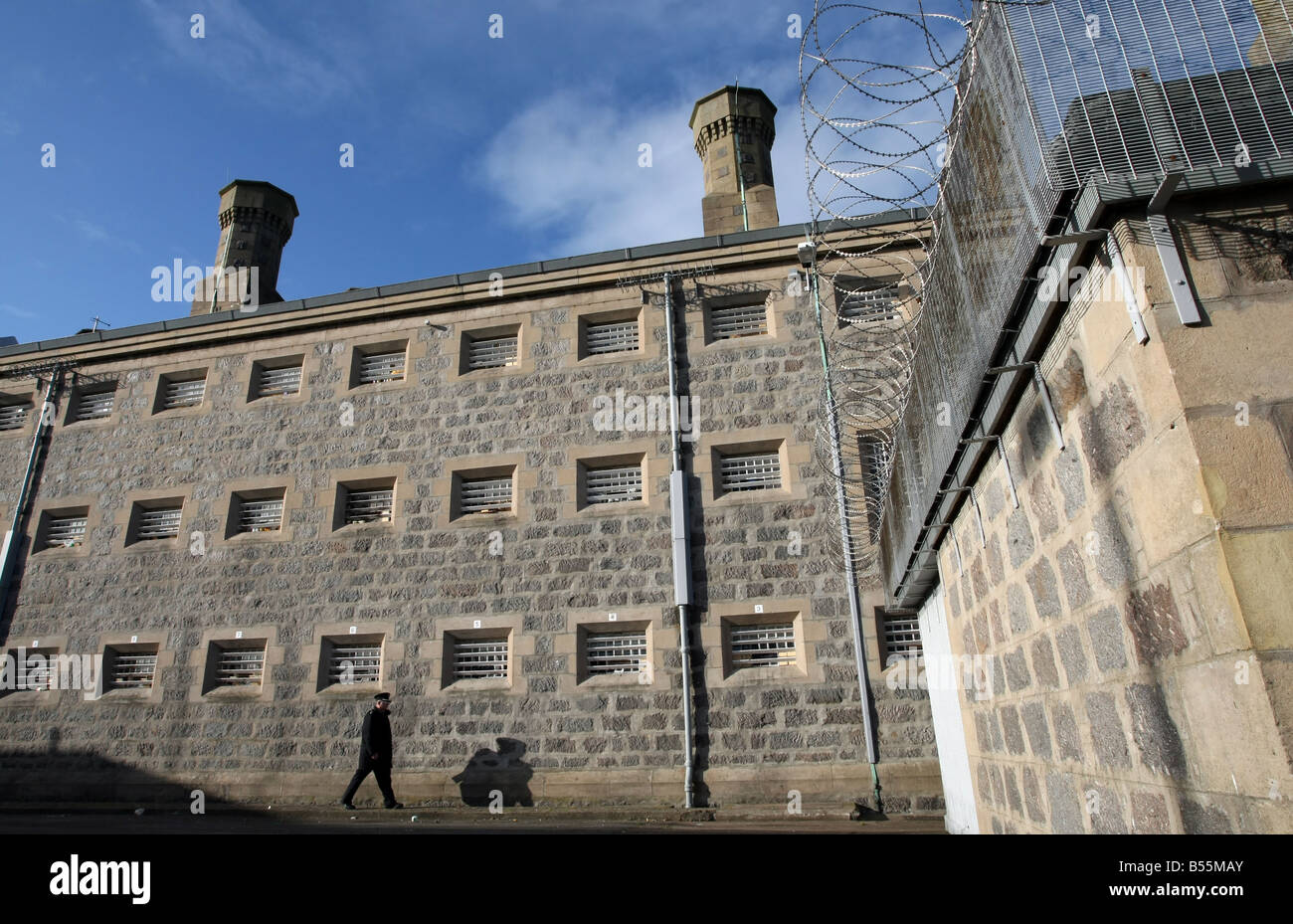Prison Officer walking outside Craiginches prison in Aberdeen city
