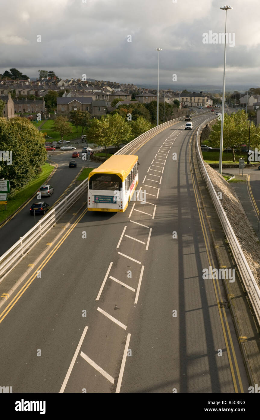 bus on the A487 Caernarfon bypass gwynedd north wales Stock Photo, Royalty Free Image 20565692
