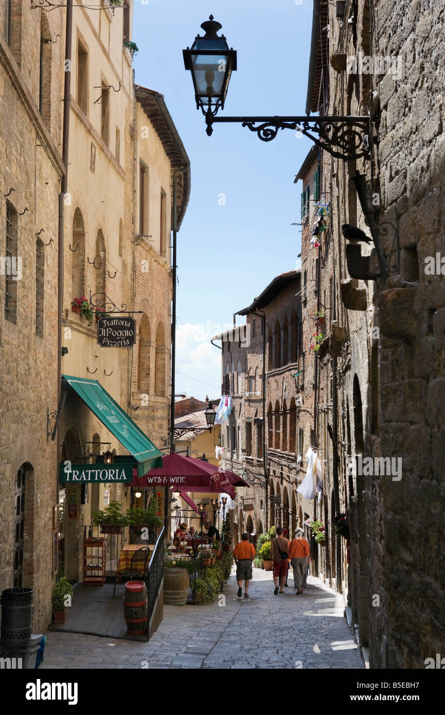 Cafe in a side street in the old town, Volterra, Tuscany, Italy Stock