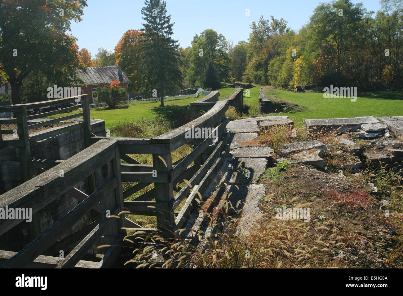 Lockington Locks State Memorial Lockington Ohio A portion of the Stock Photo, Royalty Free Image