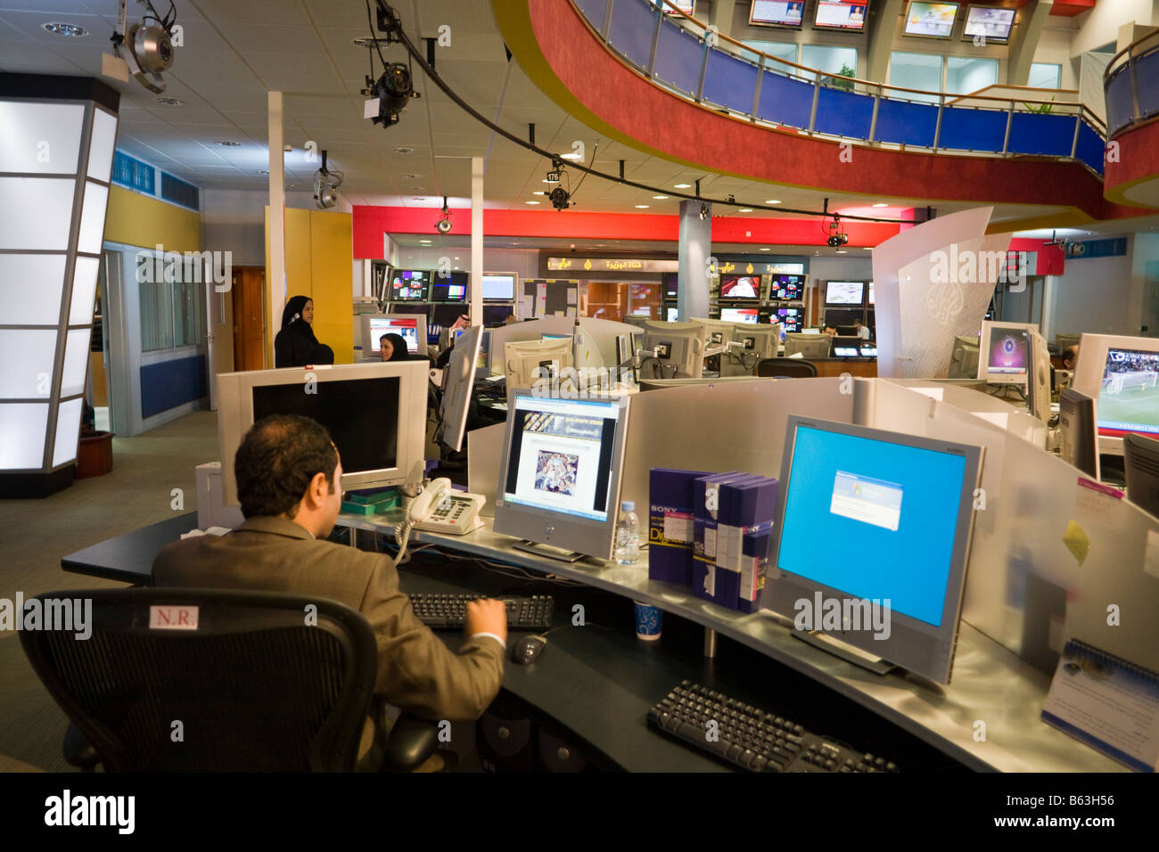 Al Jazeera headquarters Arabic lanuage cable television studio, Doha Stock Photo, Royalty Free