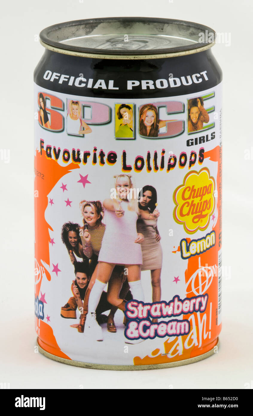 Can of Spice Girls official product lollipops sold in the UK Stock