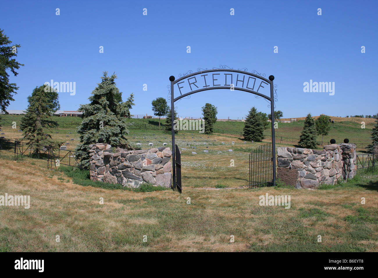 Graveyard at Rockport Hutterite Colony in South Dakota Stock Photo