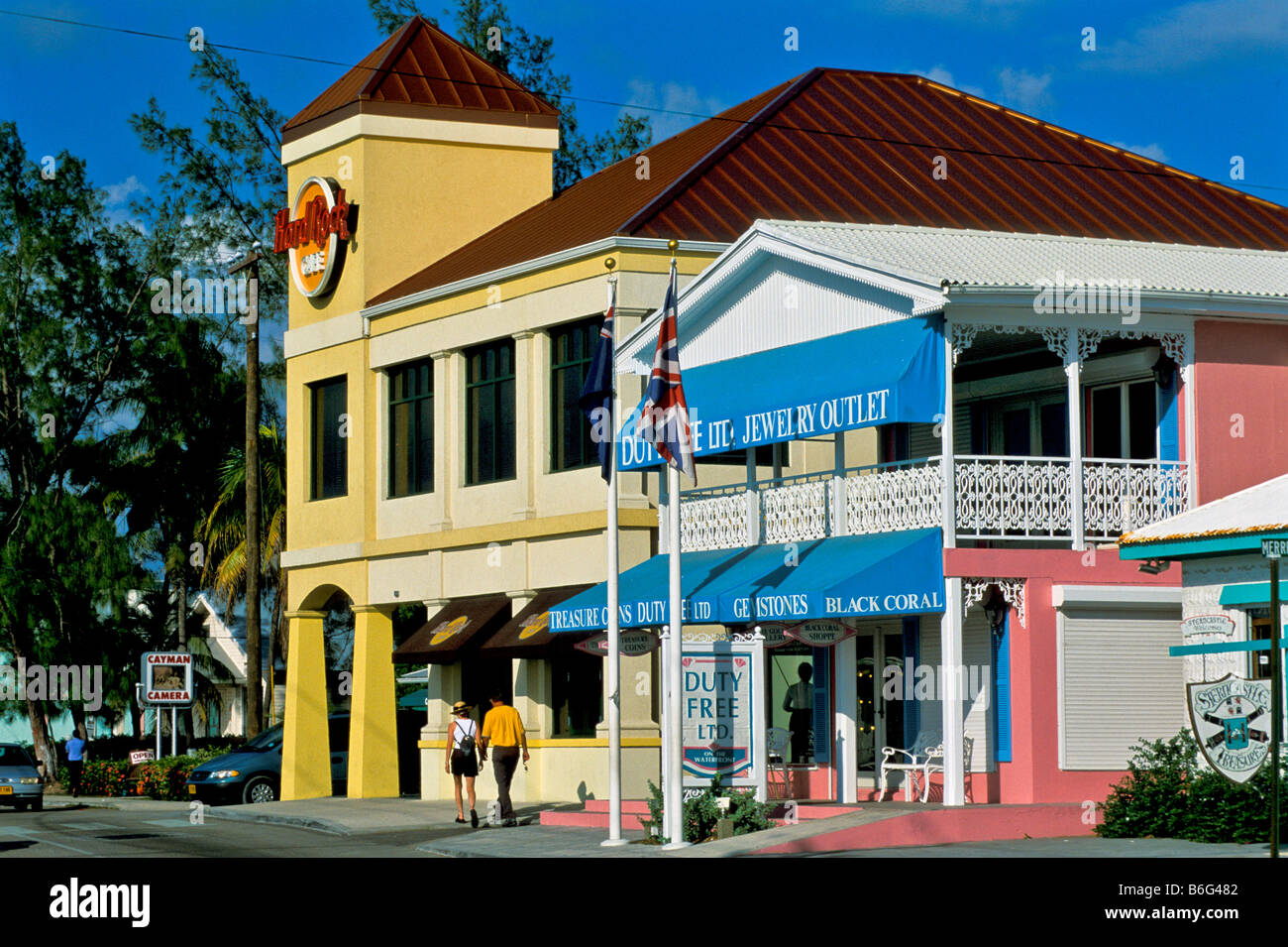 George Town Grand Cayman waterfront shopping district Hard Rock Cafe