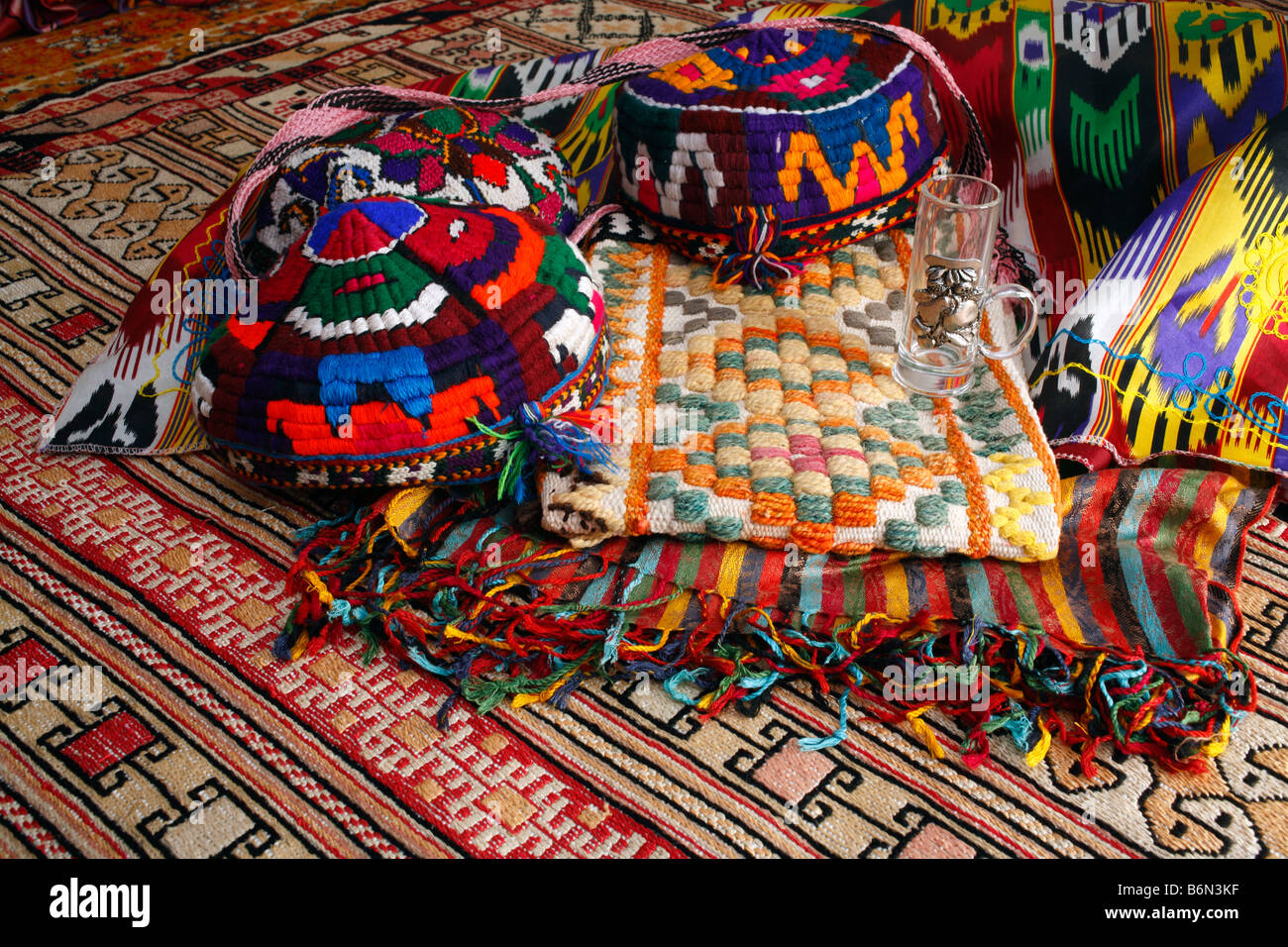 Uzbek souvenirs textile Uzbekistan Stock Photo, Royalty Free Image