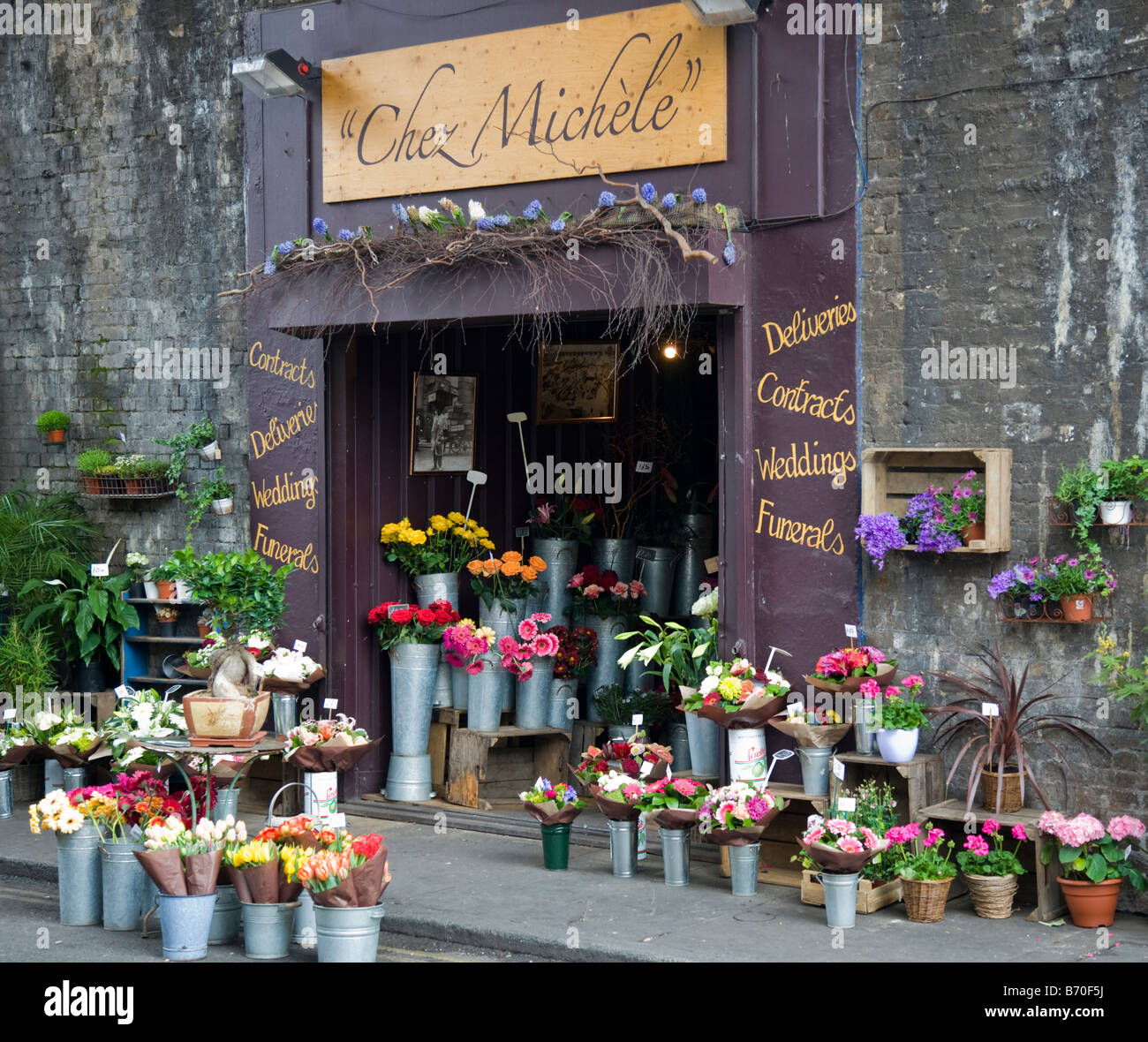 Flower shop "Borough Market" London Stock Photo, Royalty Free Image